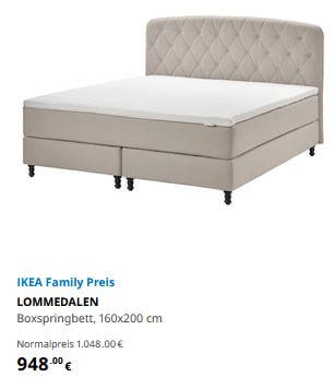 Ikea Boxspringbett lommedalen günstig im Angebot