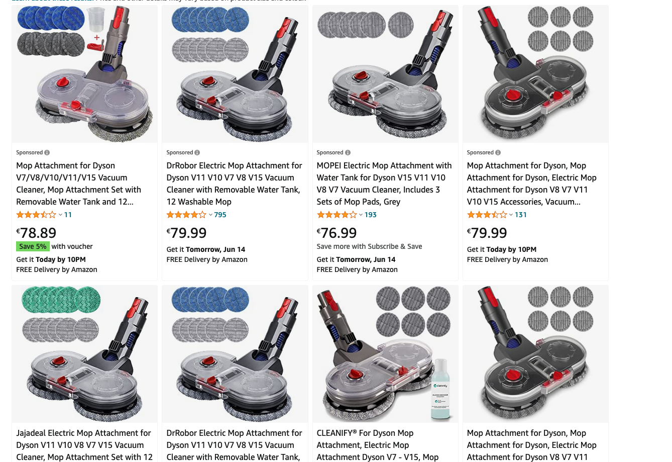Ein Screenshot von Amazon: Viele Anbieter, wenige Hersteller